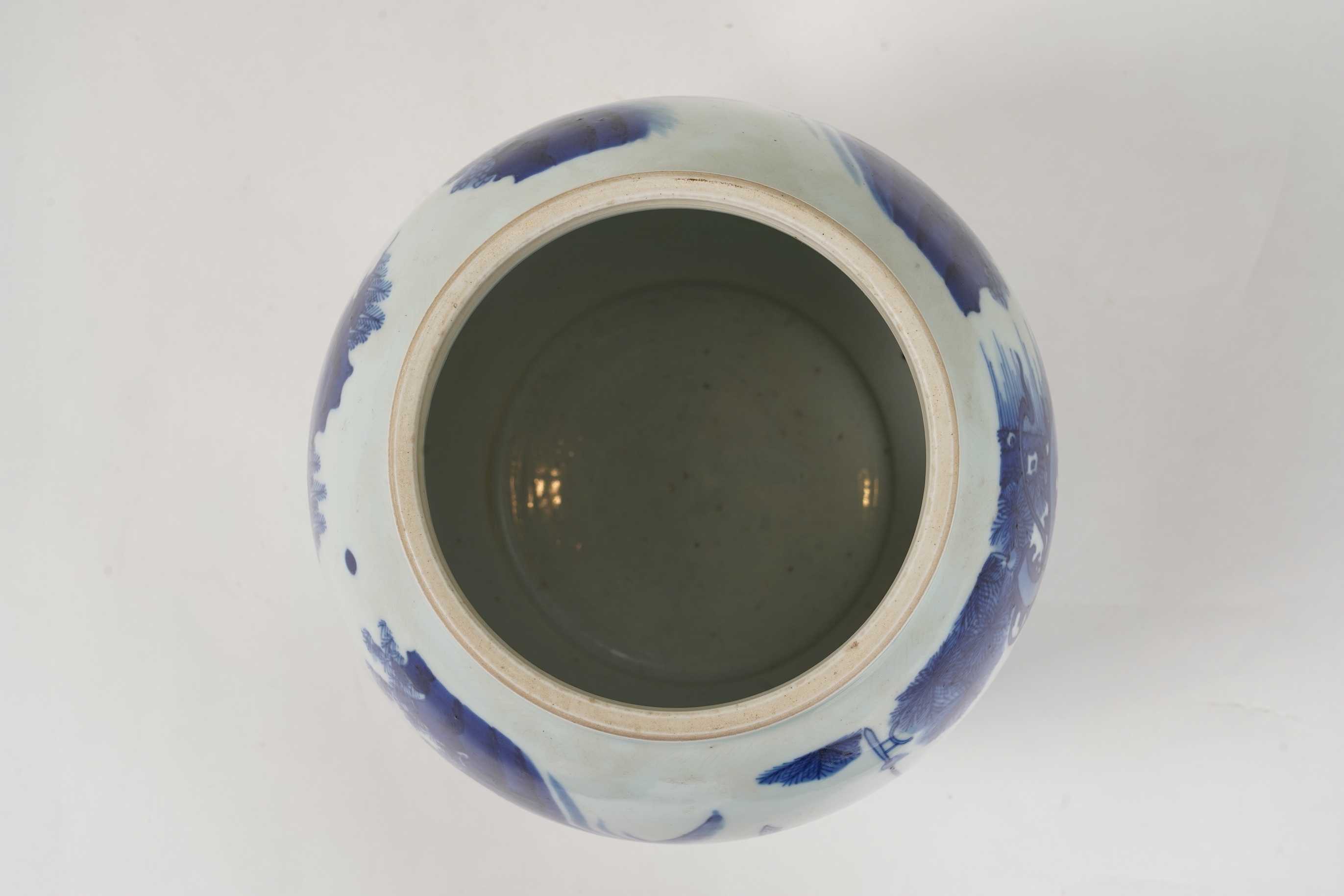 A Chinese blue and white lantern shaped vase, probably Chongzhen period